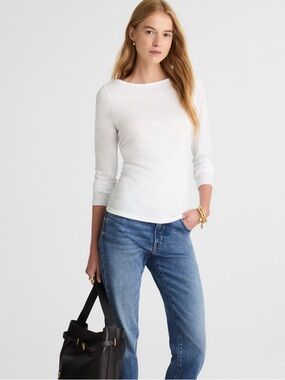 NWT Madewell Ruched Crewneck Long Sleeve Tee